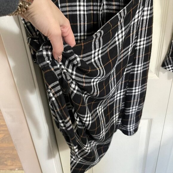 Sanctuary Womens Black Plaid Soft Faux Skirt Wrap Button Up Shirt Dress Small - Picture 4 of 7